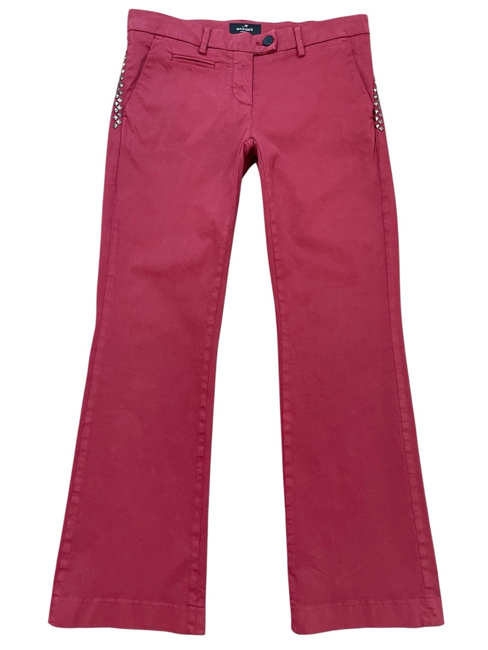 Mason's Women’s Low-Rise New York Trumpet Flared Studded Luxury Chino Pants Sz 6